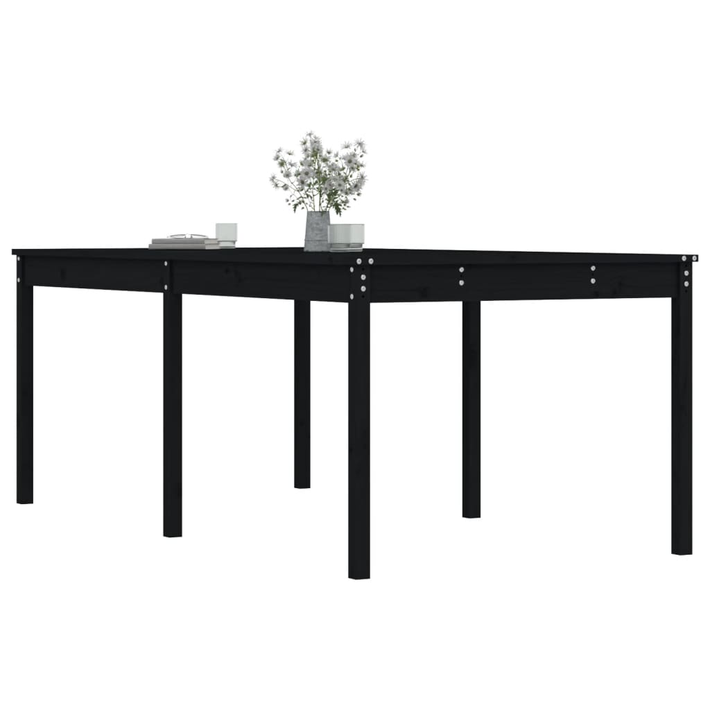 Garden table 203.5x100x76 cm solid pine wood black