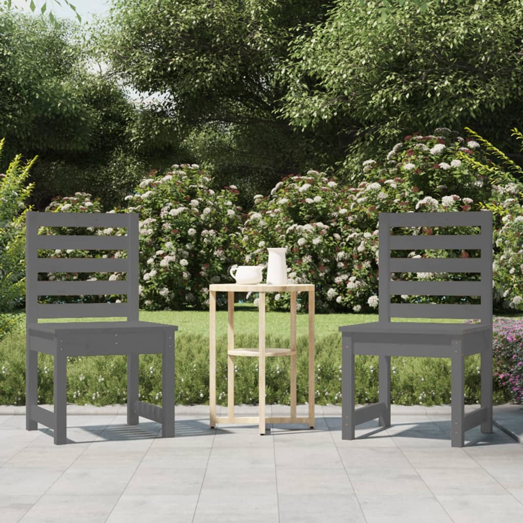 Garden chairs 2 pcs 40.5x48x91.5 cm solid pine gray