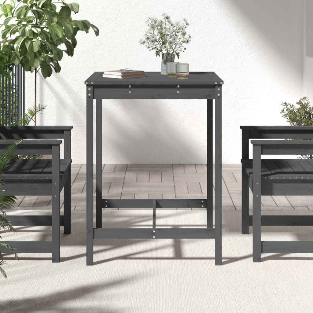 Garden table 82.5x82.5x110cm solid pine wood gray