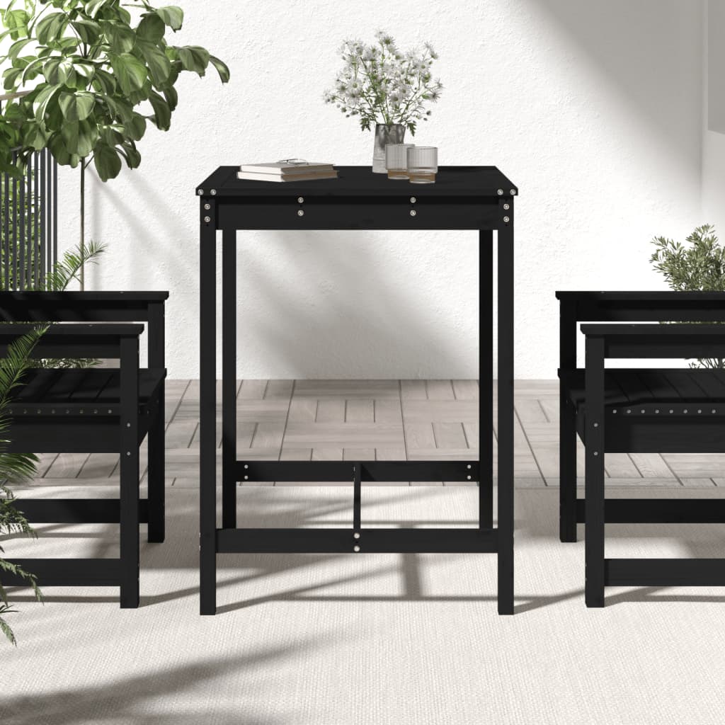 Mesa de jardín 82,5x82,5x110 cm madera maciza de pino negro