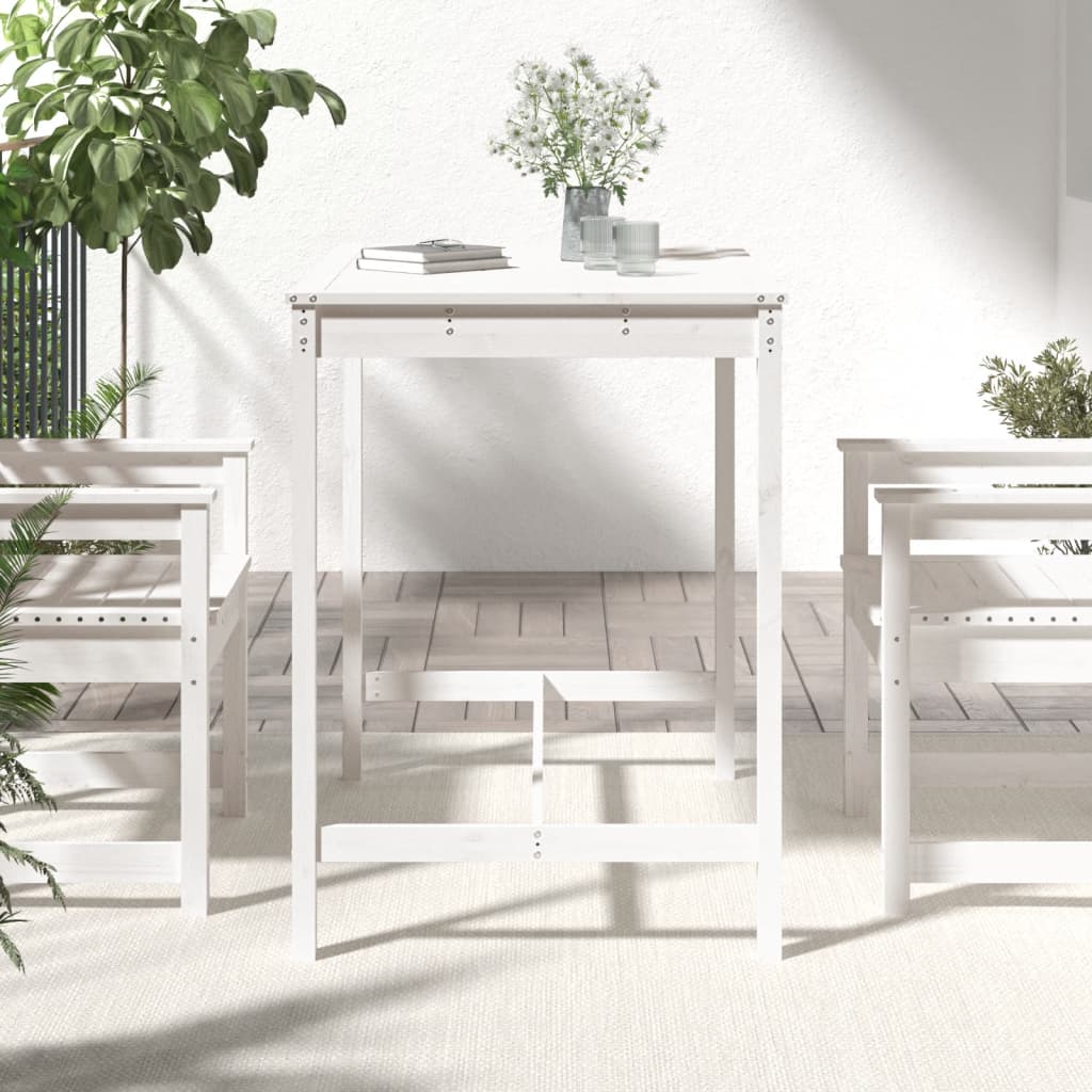 Garden table 121x82.5x110 cm solid pine wood white