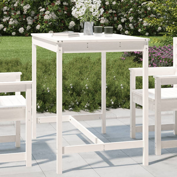 Garden table 121x82.5x110 cm solid pine wood white