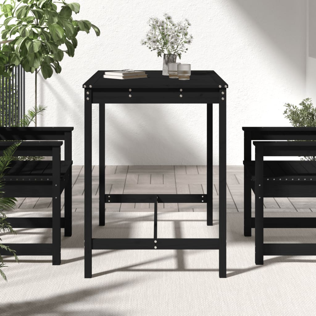 Garden table 121x82.5x110 cm solid pine wood black