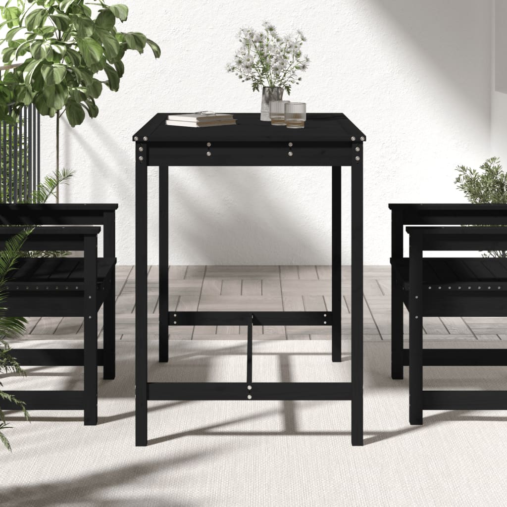 Mesa de jardín 121x82,5x110 cm madera maciza de pino negro