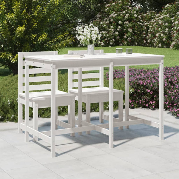 Garden table 159.5x82.5x110 cm solid pine wood white