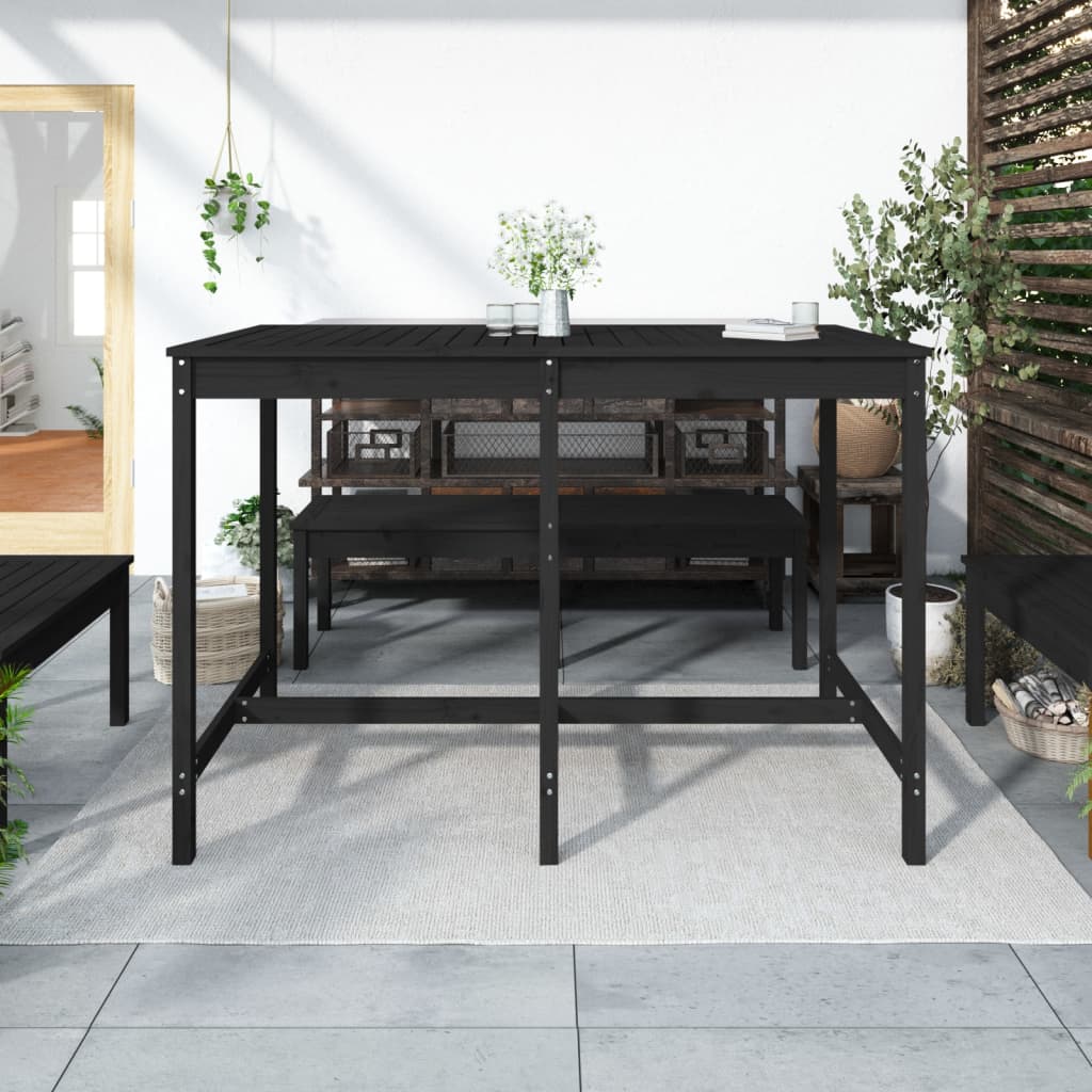 Mesa de jardín 159,5x82,5x110 cm madera maciza de pino negro