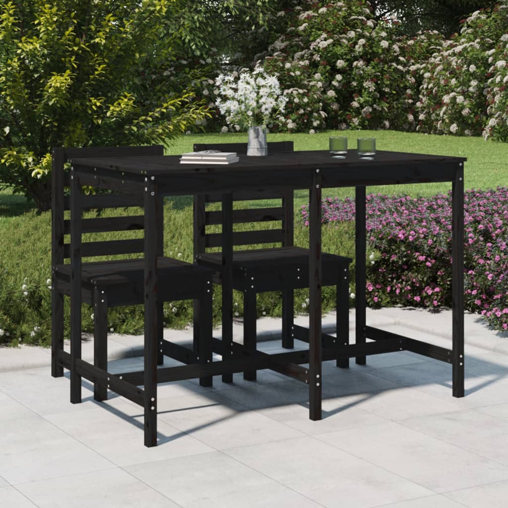 Garden table 159.5x82.5x110 cm solid pine wood black
