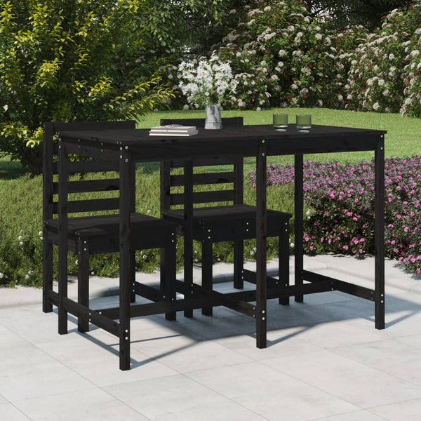 Mesa de jardim 159,5x82,5x110 cm madeira de pinho maciça preto