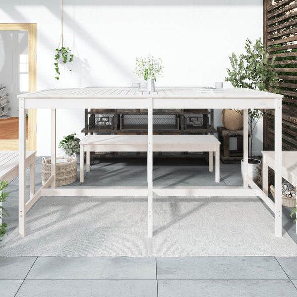 Mesa de jardín 203,5x90x110 cm madera maciza de pino blanco