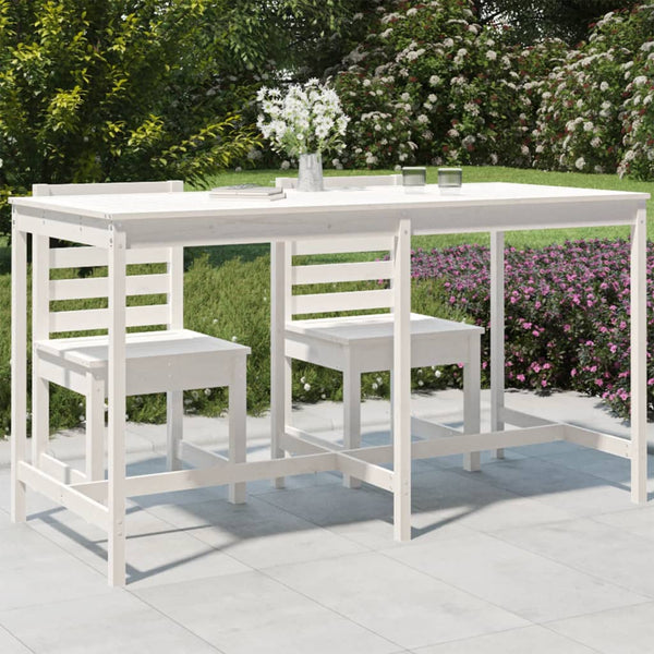 Garden table 203.5x90x110 cm solid pine wood white