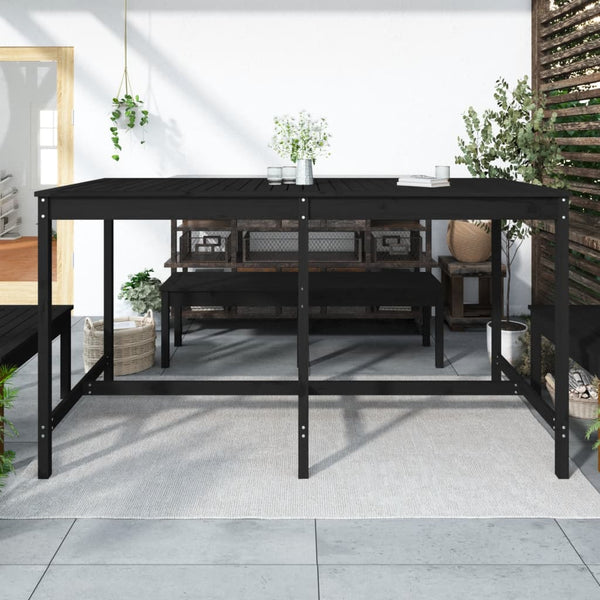 Garden table 203.5x90x110 cm solid pine wood black