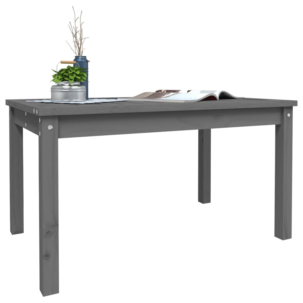 Garden table 82.5x50.5x45 cm solid pine wood gray