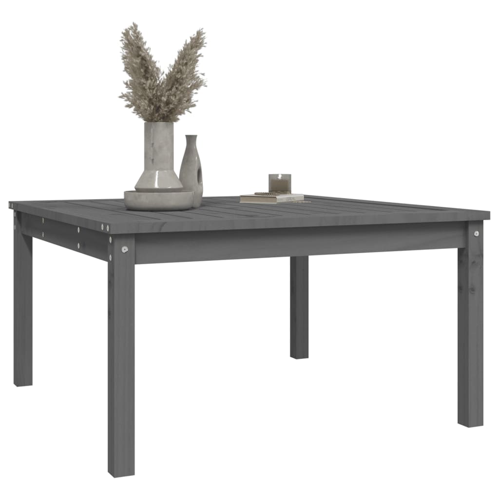 Mesa de jardín 82,5x82,5x45 cm madera maciza de pino gris