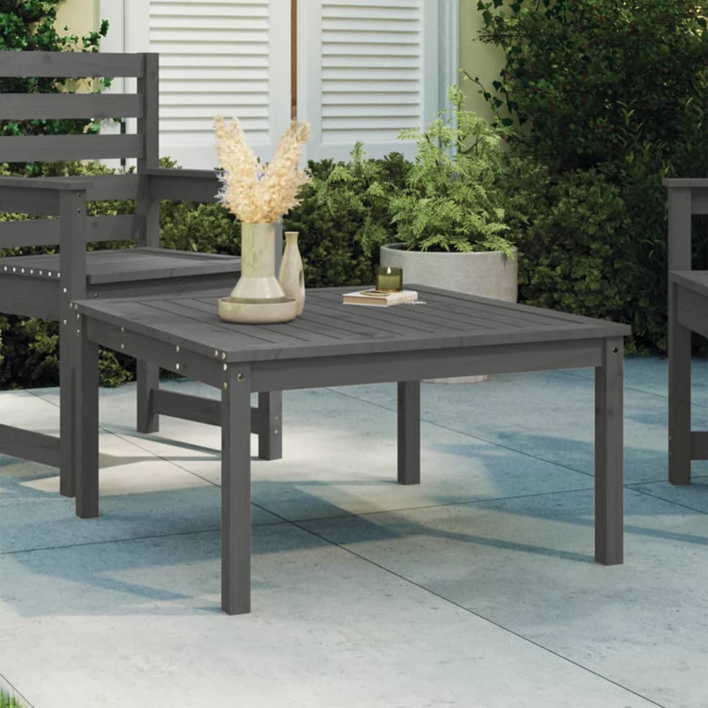 Garden table 82.5x82.5x45 cm solid pine wood gray