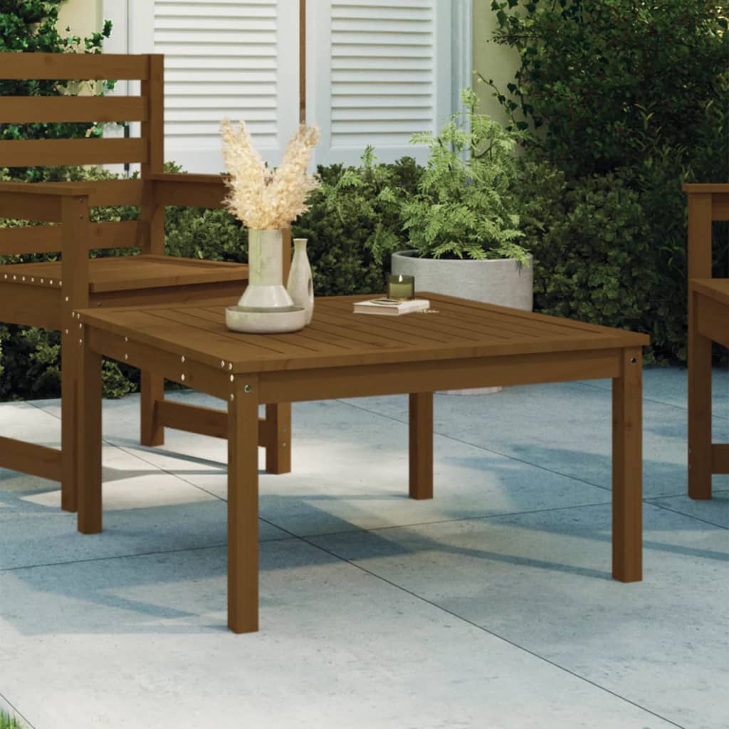 Garden table 82.5x82.5x45 cm solid pine honey brown