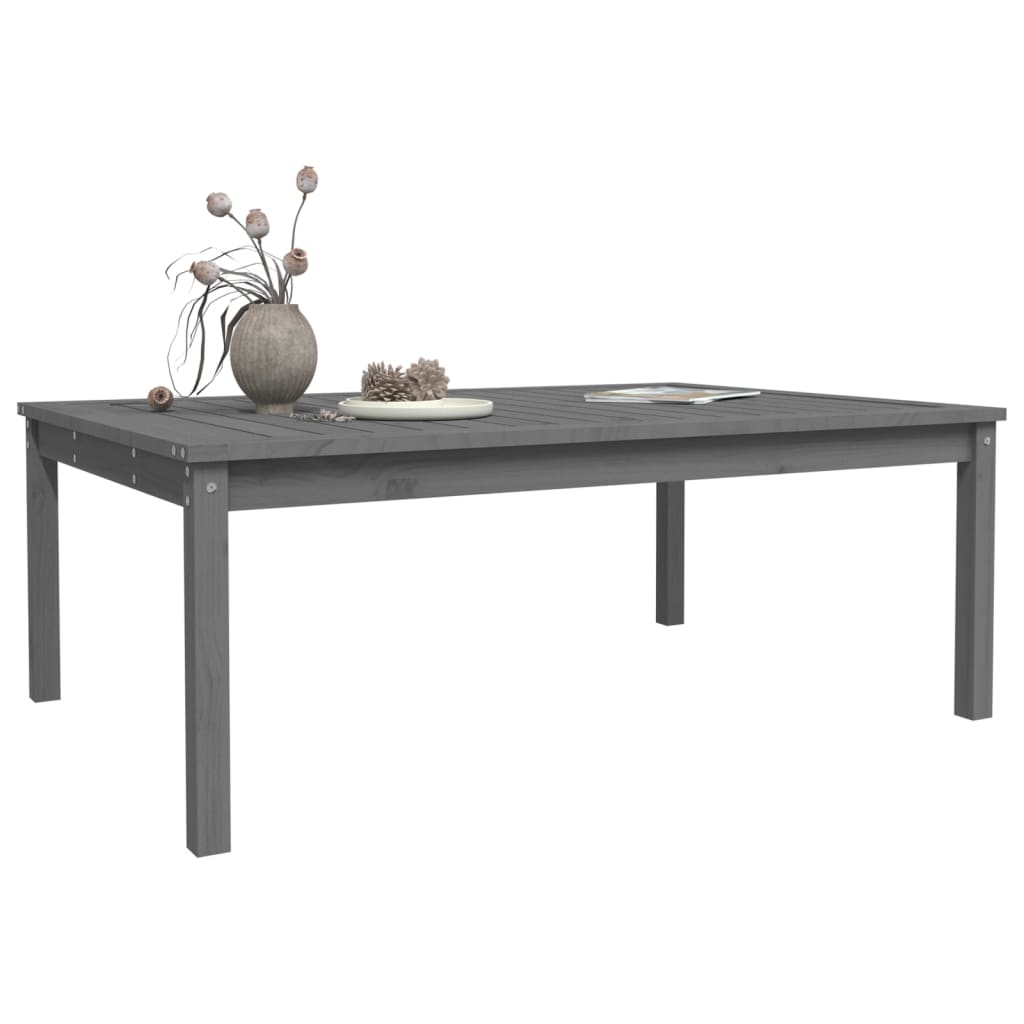 Mesa de jardín 121x82,5x45 cm madera maciza de pino gris