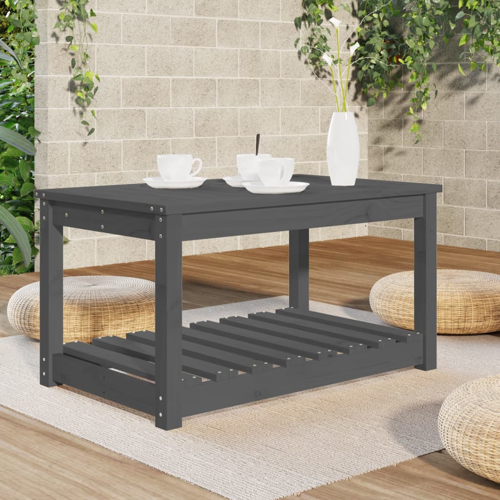 Garden table 82.5x50.5x45 cm solid pine wood gray