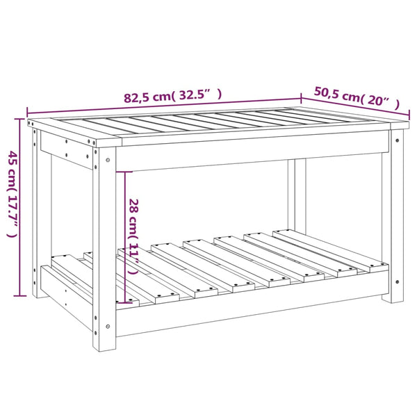 Mesa de jardín 82,5x50,5x45 cm madera maciza de pino gris