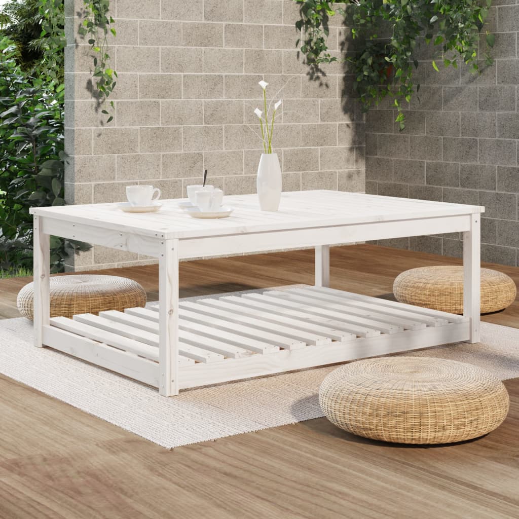 Garden table 121x82.5x45 cm solid pine wood white