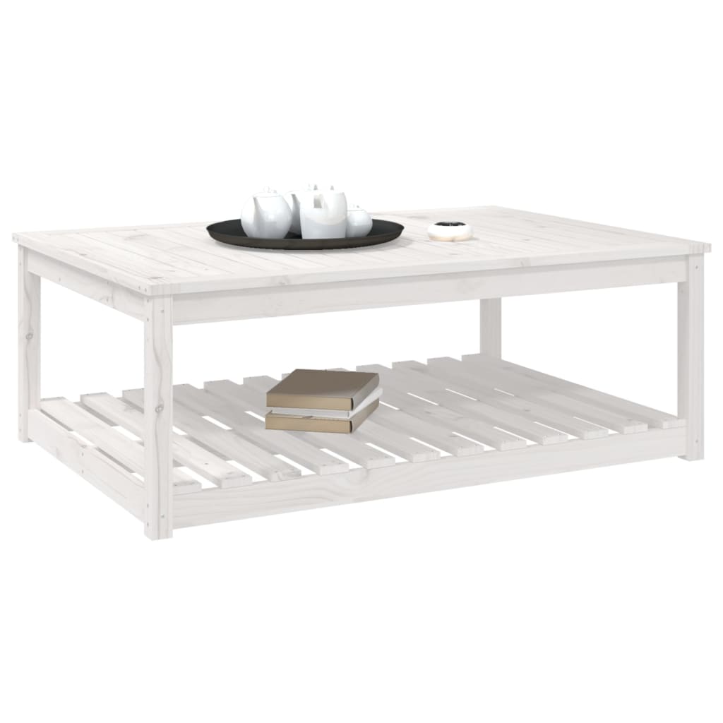 Garden table 121x82.5x45 cm solid pine wood white