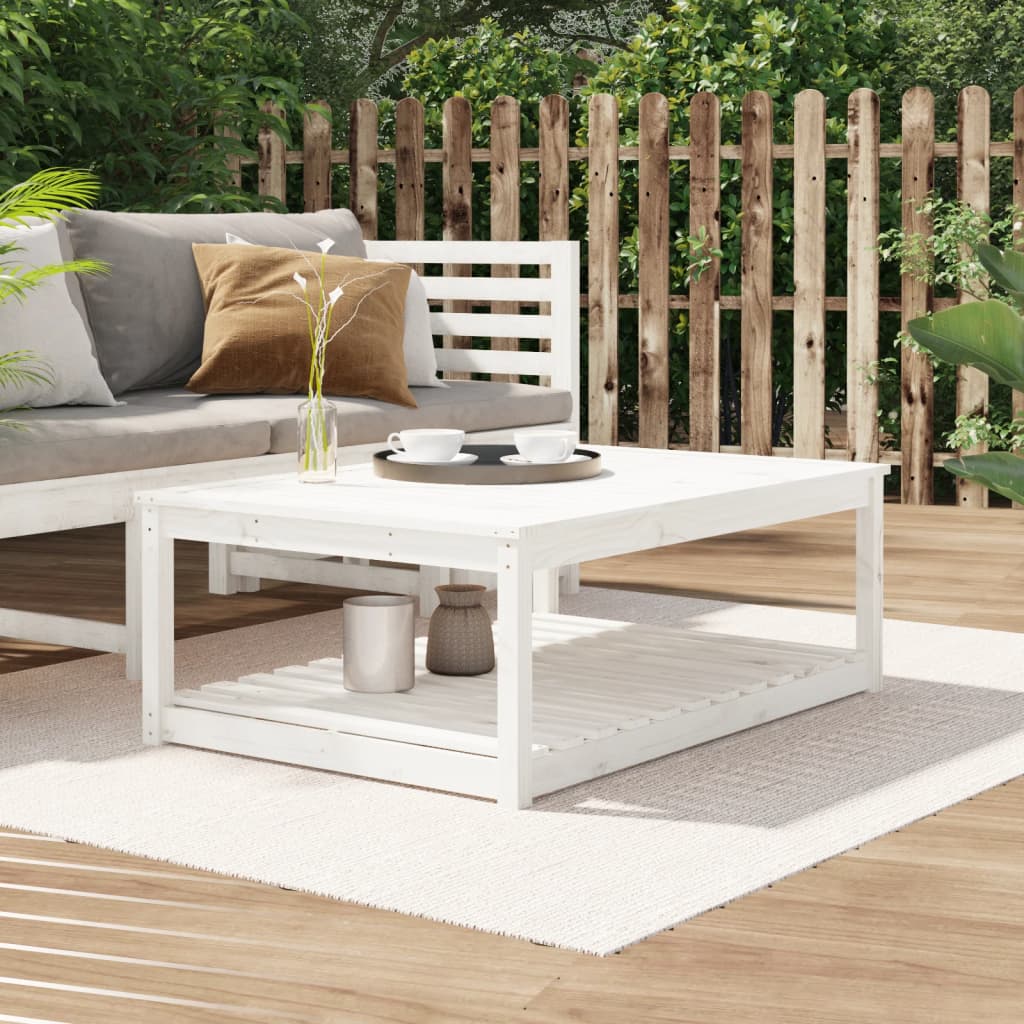 Mesa de jardim 121x82,5x45 cm madeira de pinho maciça branco