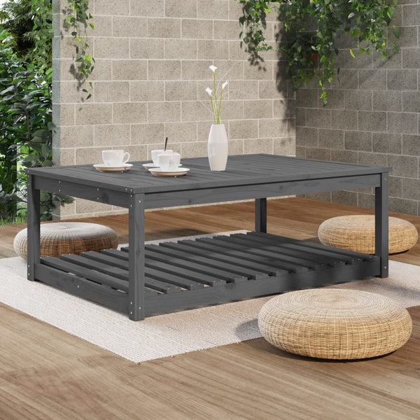 Mesa de jardín 121x82,5x45 cm madera maciza de pino gris