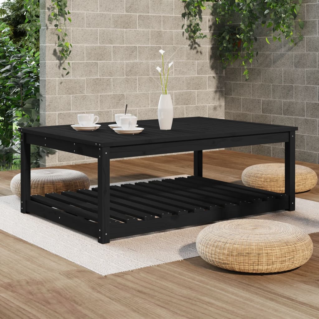 Mesa de jardín 121x82,5x45 cm madera maciza de pino negro