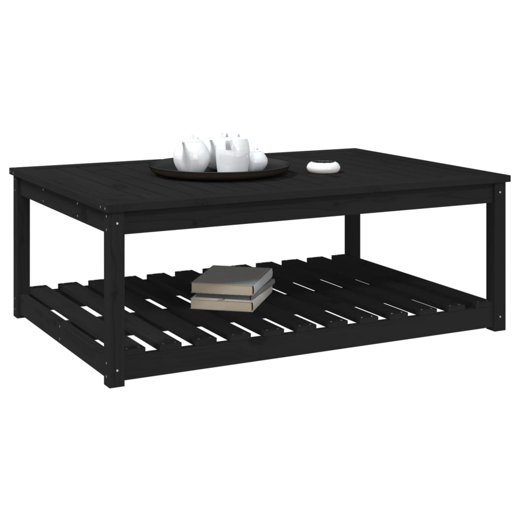 Mesa de jardín 121x82,5x45 cm madera maciza de pino negro