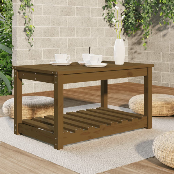 Garden table 82.5x50.5x45cm solid pine wood honey brown