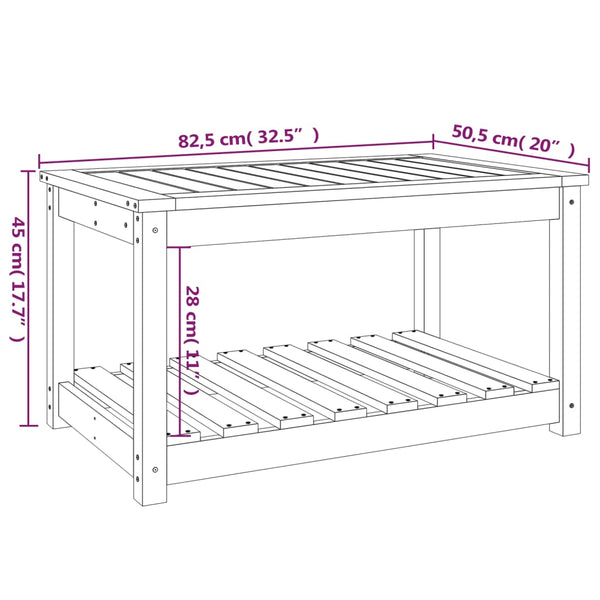 Garden table 82.5x50.5x45 cm solid pine wood black