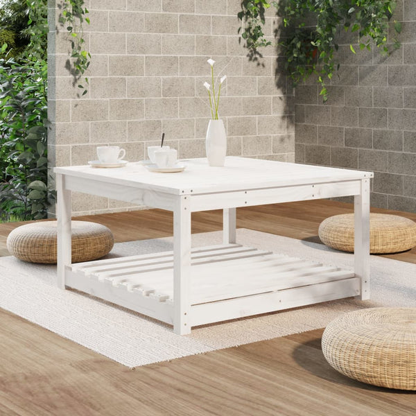 Mesa de jardín 82,5x82,5x45 cm madera maciza de pino blanco
