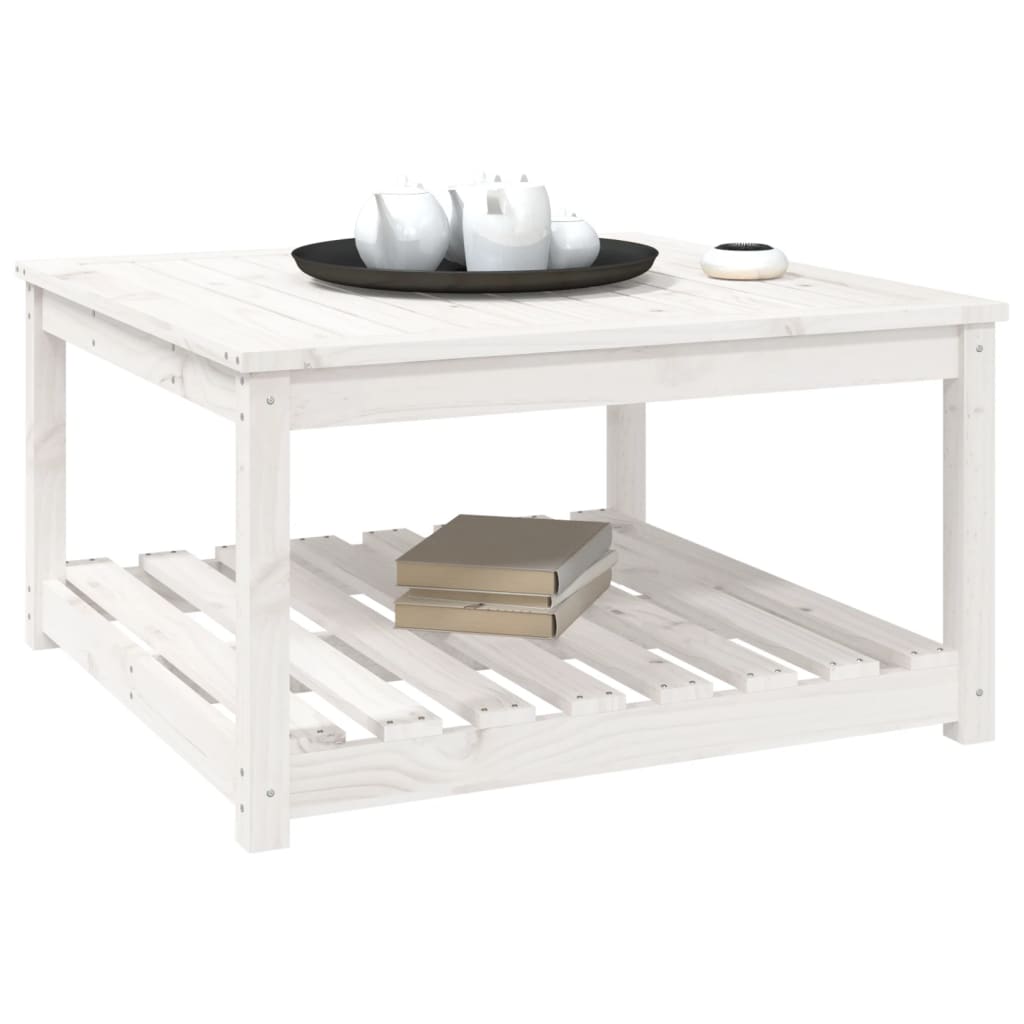 Garden table 82.5x82.5x45 cm solid pine wood white