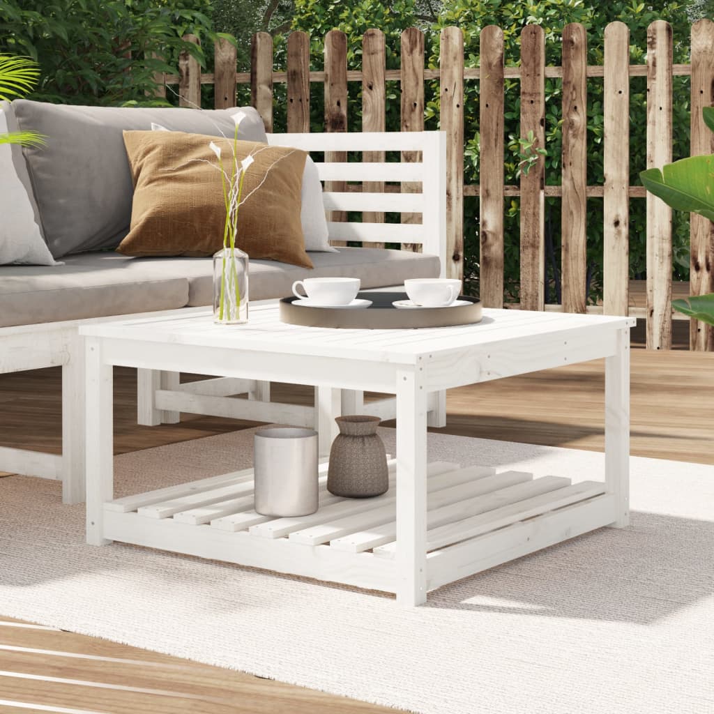 Garden table 82.5x82.5x45 cm solid pine wood white