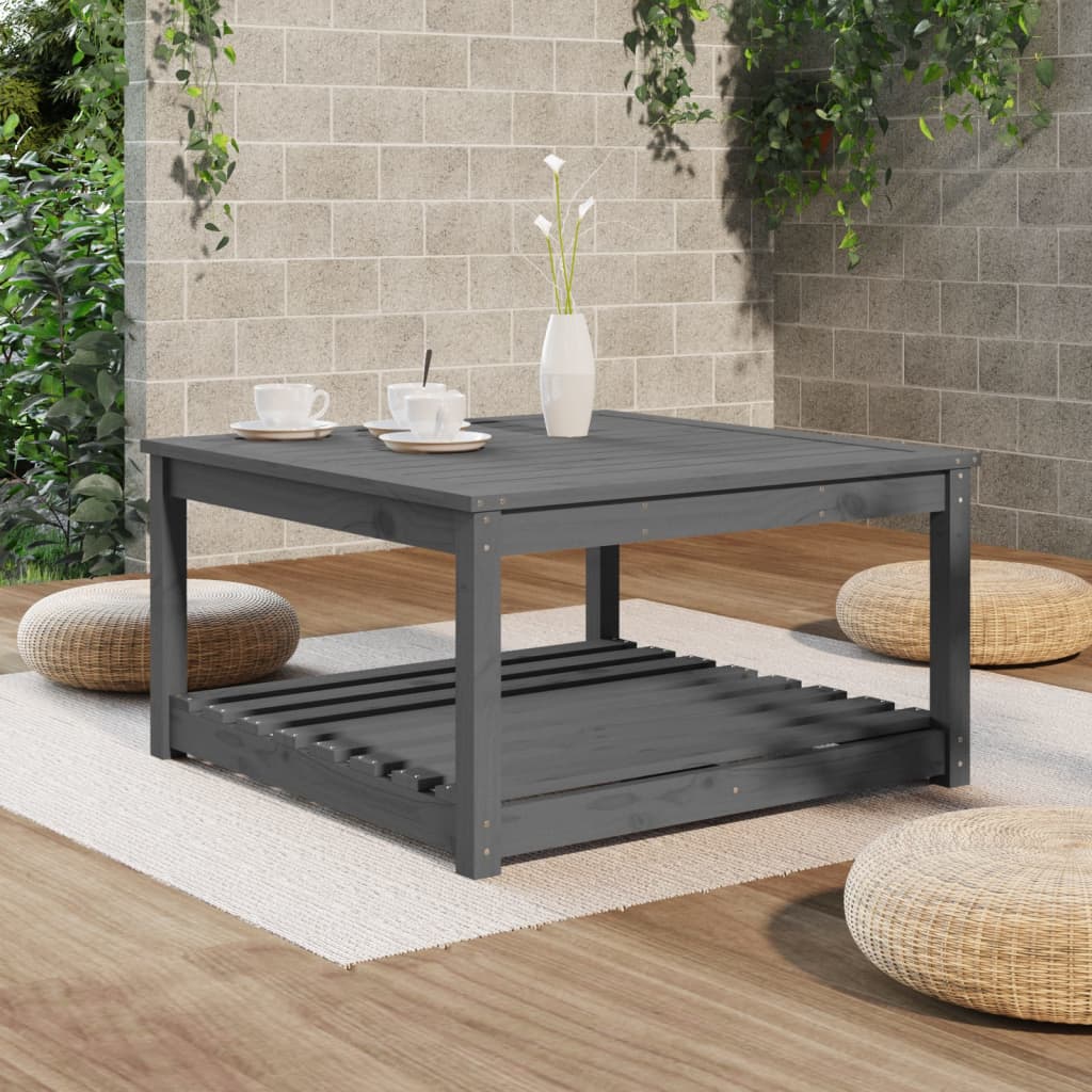 Mesa de jardín 82,5x82,5x45 cm madera maciza de pino gris