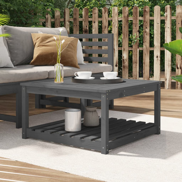 Garden table 82.5x82.5x45 cm solid pine wood gray