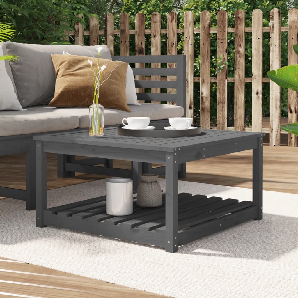 Garden table 82.5x82.5x45 cm solid pine wood gray