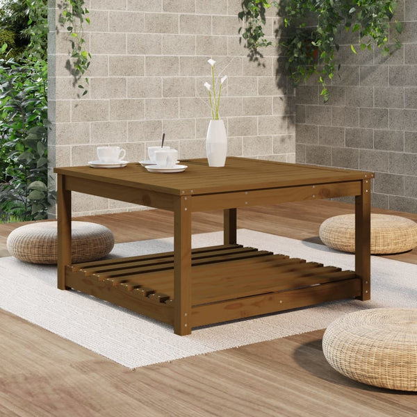 Garden table 82.5x82.5x45 cm solid pine honey brown