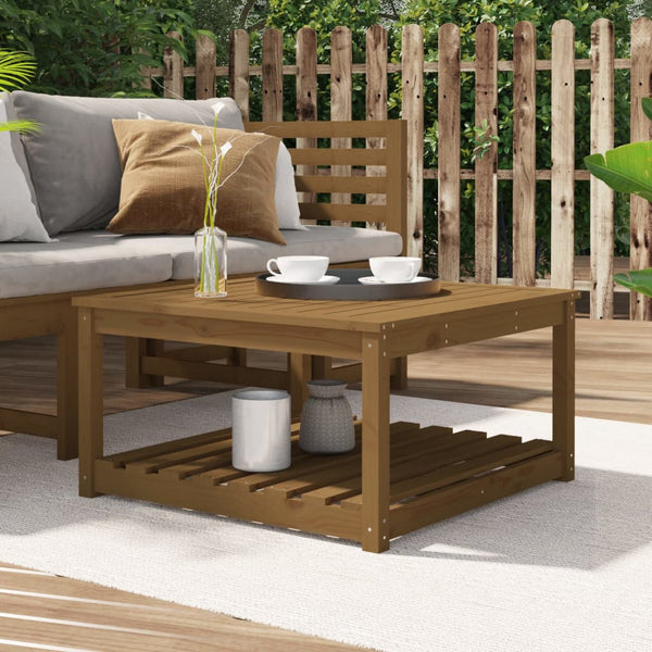 Garden table 82.5x82.5x45 cm solid pine honey brown