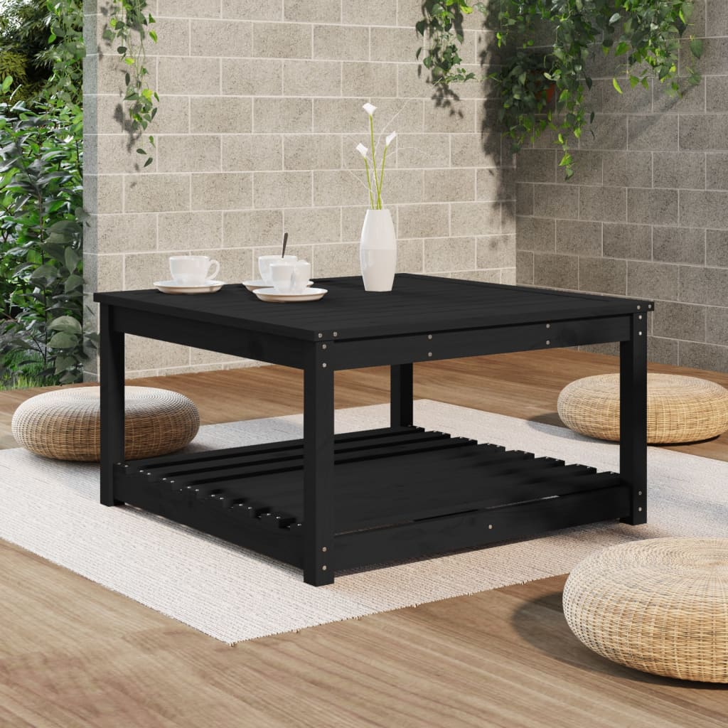 Mesa de jardín 82,5x82,5x45 cm madera maciza de pino negro