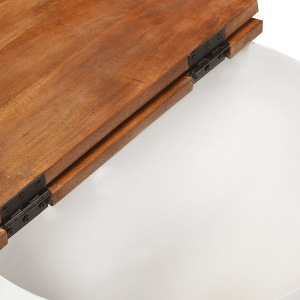 Mesa de centro 50x27 cm madeira recuperada maciça branco