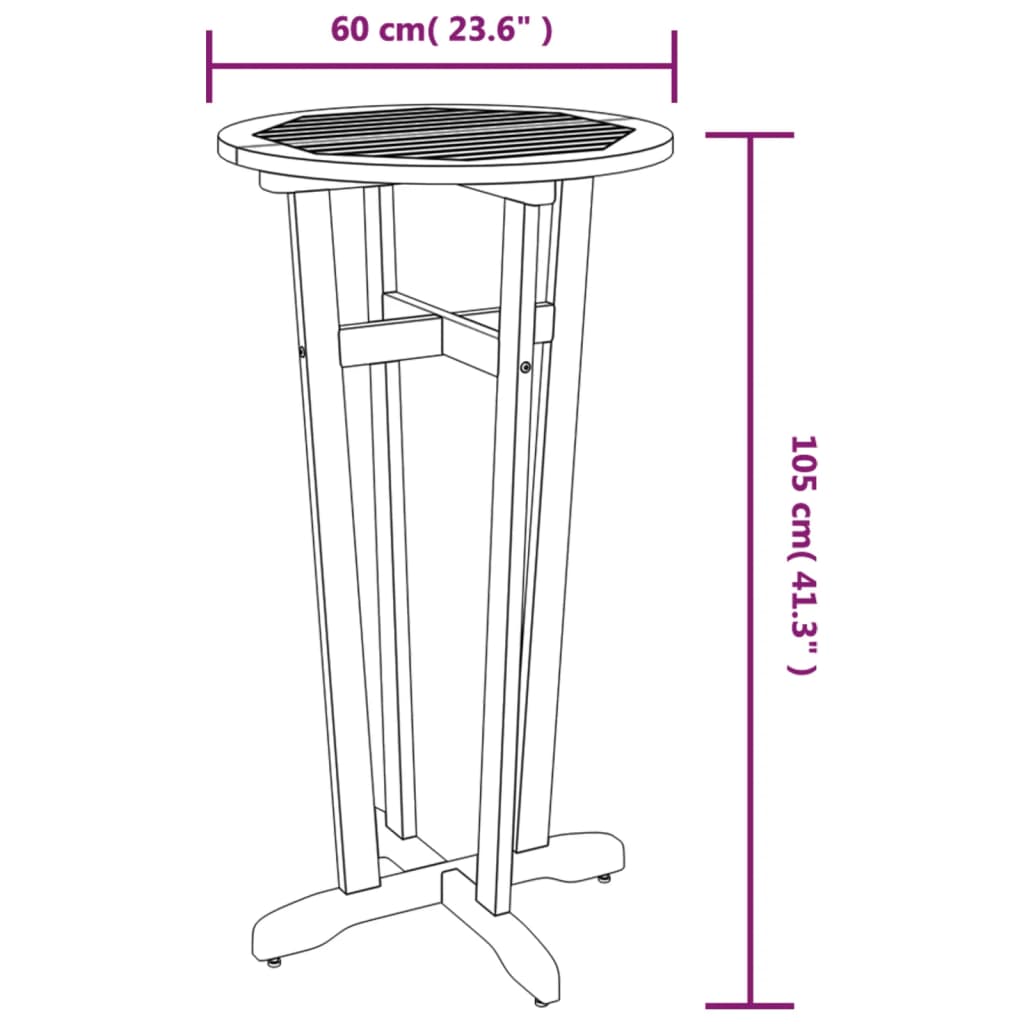 Mesa de bar para jardim Ø60x105 cm madeira de acácia maciça