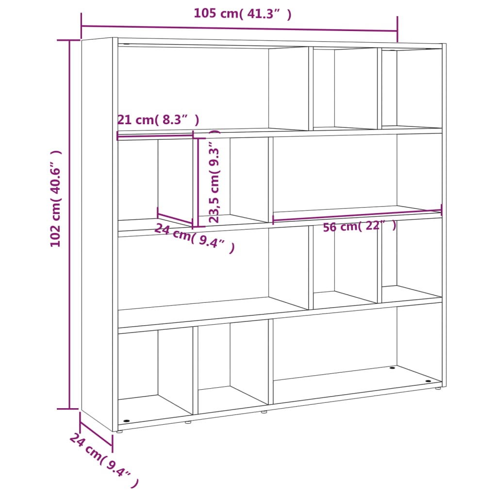 Librería/divisor 105x24x102 cm blanco