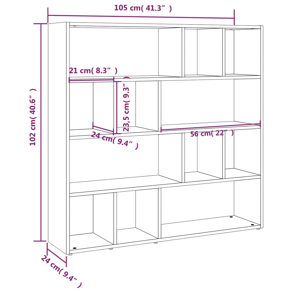 Estante/divisória 105x24x102 cm branco brilhante