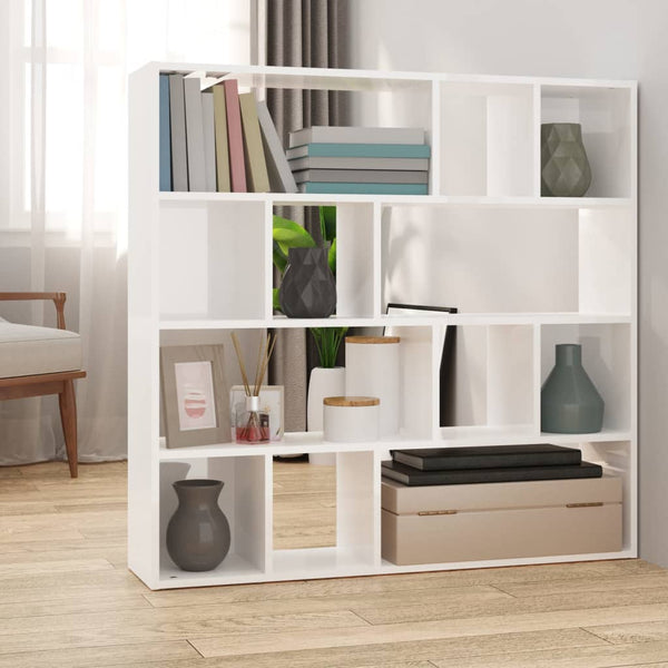 Bookcase/divider 105x24x102 cm glossy white