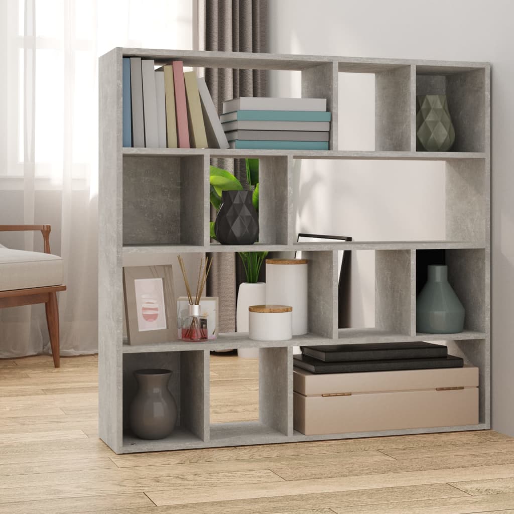 Bookcase/divider 105x24x102 cm cement gray