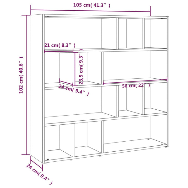 Estante/divisória 105x24x102 cm cinzento sonoma