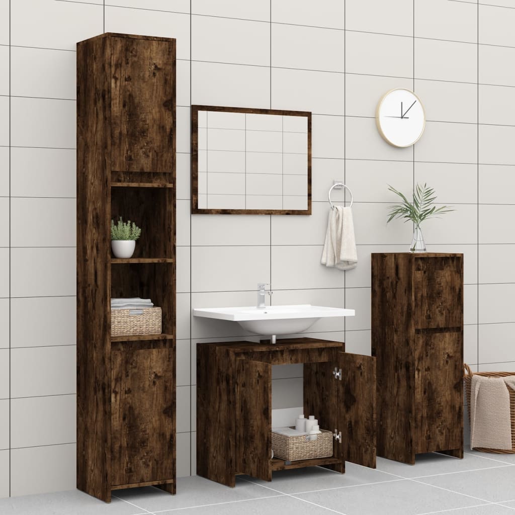 Armário casa de banho 60x33x61 cm derivados de madeira fumado