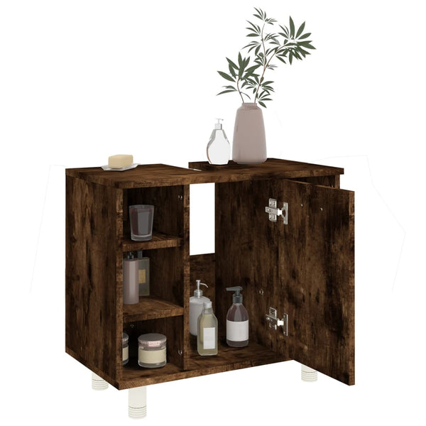 Smoked oak wood bathroom cabinet