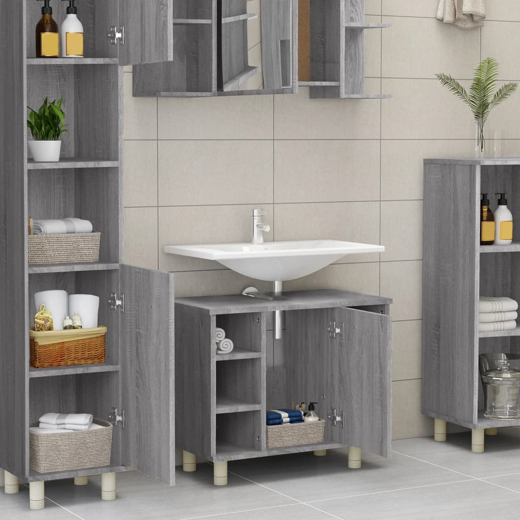 WC cabinet 60x32x53.5 cm made of sonoma gray wood