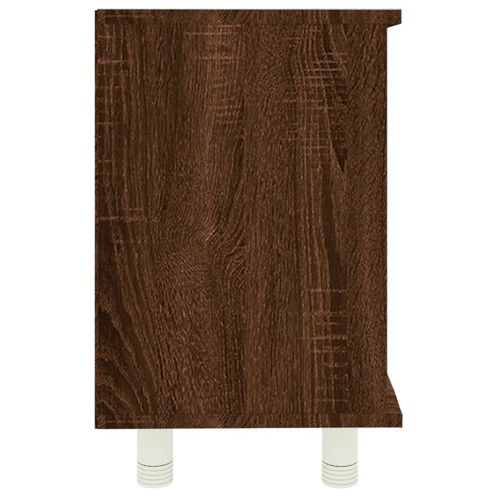 Brown oak wood bathroom cabinet
